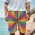 LGBT Pride Rainbow Rays Print Men's Cargo Shorts