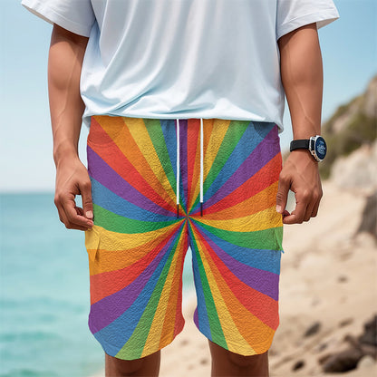 LGBT Pride Rainbow Rays Print Men's Cargo Shorts