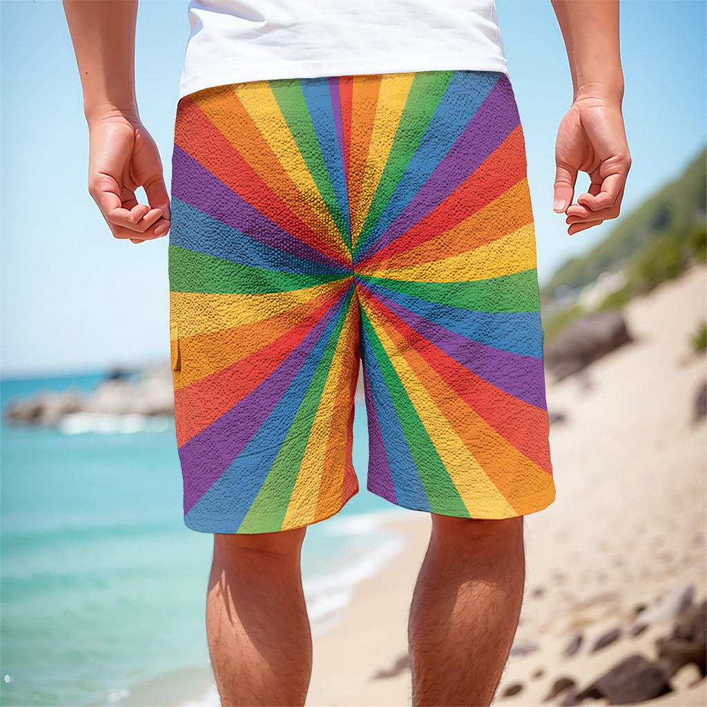 LGBT Pride Rainbow Rays Print Men's Cargo Shorts