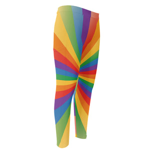 LGBT Pride Rainbow Rays Print Men's Compression Pants