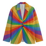 LGBT Pride Rainbow Rays Print Men's Cotton Blazer