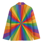 LGBT Pride Rainbow Rays Print Men's Cotton Blazer