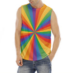 LGBT Pride Rainbow Rays Print Men's Fitness Tank Top