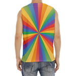 LGBT Pride Rainbow Rays Print Men's Fitness Tank Top