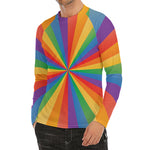LGBT Pride Rainbow Rays Print Men's Long Sleeve Rash Guard