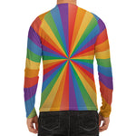 LGBT Pride Rainbow Rays Print Men's Long Sleeve Rash Guard