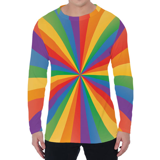 LGBT Pride Rainbow Rays Print Men's Long Sleeve T-Shirt