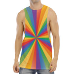 LGBT Pride Rainbow Rays Print Men's Muscle Tank Top