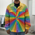 LGBT Pride Rainbow Rays Print Men's Shirt Jacket
