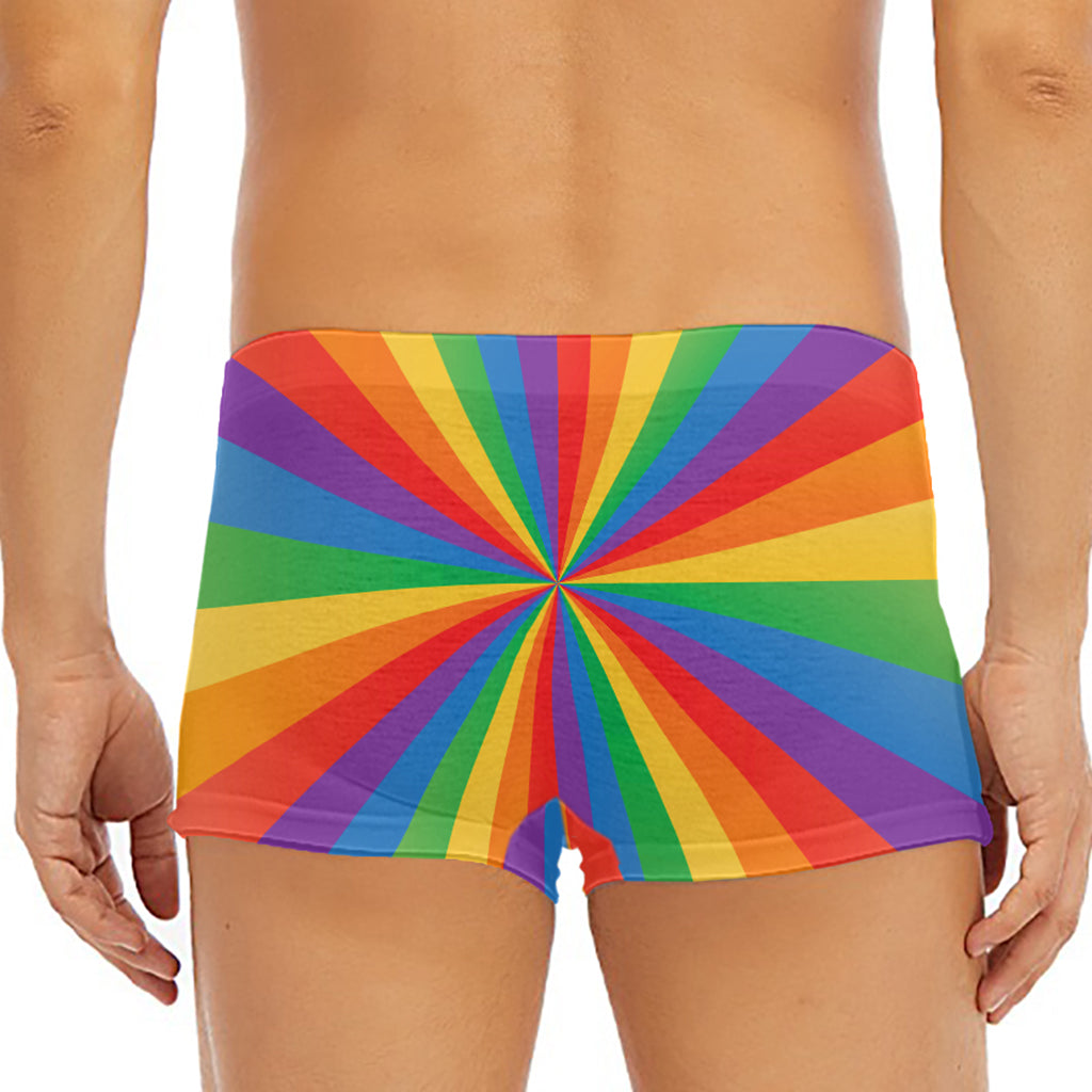 LGBT Pride Rainbow Rays Print Men's Short Boxer Briefs