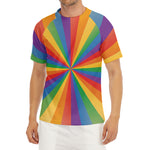 LGBT Pride Rainbow Rays Print Men's Short Sleeve Rash Guard