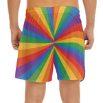 LGBT Pride Rainbow Rays Print Men's Split Running Shorts