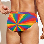 LGBT Pride Rainbow Rays Print Men's Swim Briefs