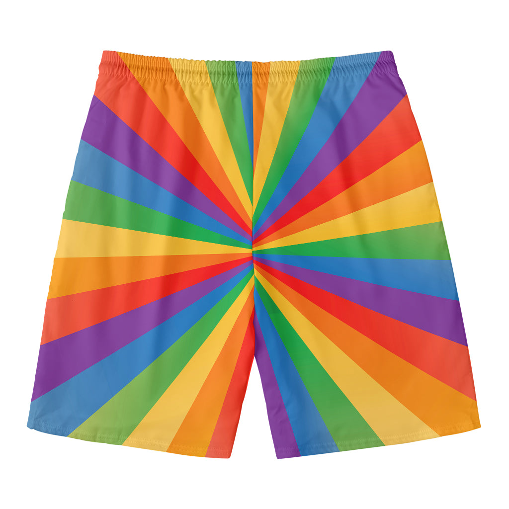 LGBT Pride Rainbow Rays Print Men's Swim Trunks