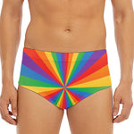 LGBT Pride Rainbow Rays Print Men's Triangle Swim Briefs