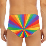 LGBT Pride Rainbow Rays Print Men's Triangle Swim Briefs