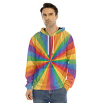 LGBT Pride Rainbow Rays Print Men's Velvet Pullover Hoodie