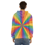 LGBT Pride Rainbow Rays Print Men's Velvet Pullover Hoodie