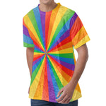 LGBT Pride Rainbow Rays Print Men's Velvet T-Shirt