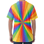 LGBT Pride Rainbow Rays Print Men's Velvet T-Shirt