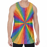 LGBT Pride Rainbow Rays Print Men's Velvet Tank Top