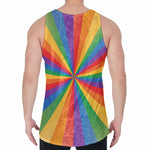 LGBT Pride Rainbow Rays Print Men's Velvet Tank Top