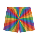 LGBT Pride Rainbow Rays Print Mesh Shorts