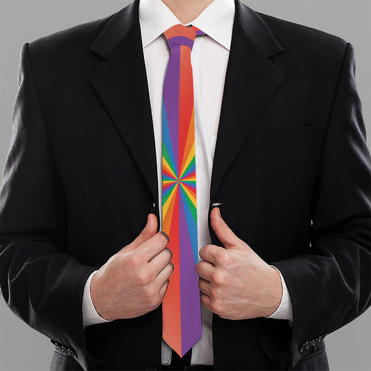 LGBT Pride Rainbow Rays Print Necktie