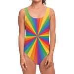 LGBT Pride Rainbow Rays Print One Piece Swimsuit
