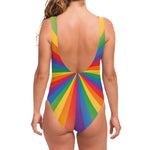 LGBT Pride Rainbow Rays Print One Piece Swimsuit