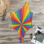 LGBT Pride Rainbow Rays Print One Shoulder Bodysuit