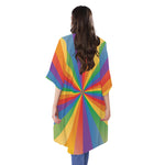 LGBT Pride Rainbow Rays Print Open Front Beach Cover Up
