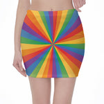 LGBT Pride Rainbow Rays Print Pencil Mini Skirt