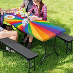 LGBT Pride Rainbow Rays Print Picnic Table Cover