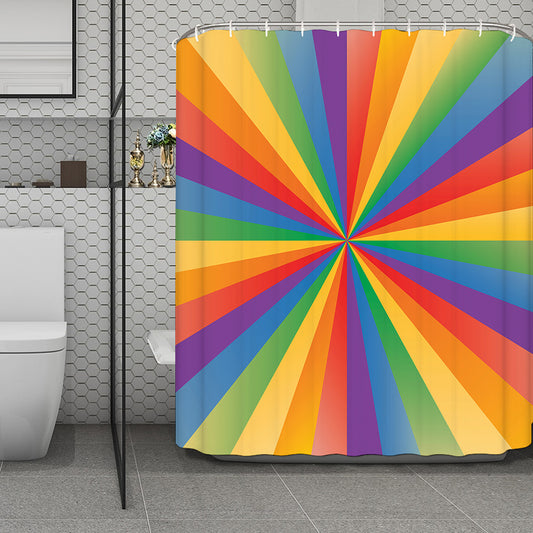 LGBT Pride Rainbow Rays Print Polyester Shower Curtain
