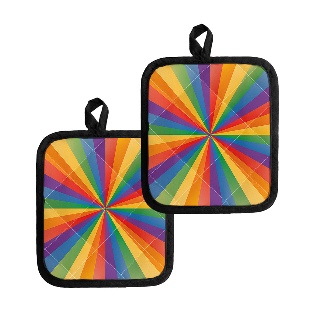 LGBT Pride Rainbow Rays Print Pot Holders
