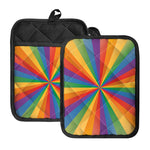 LGBT Pride Rainbow Rays Print Pot Holders With Pocket