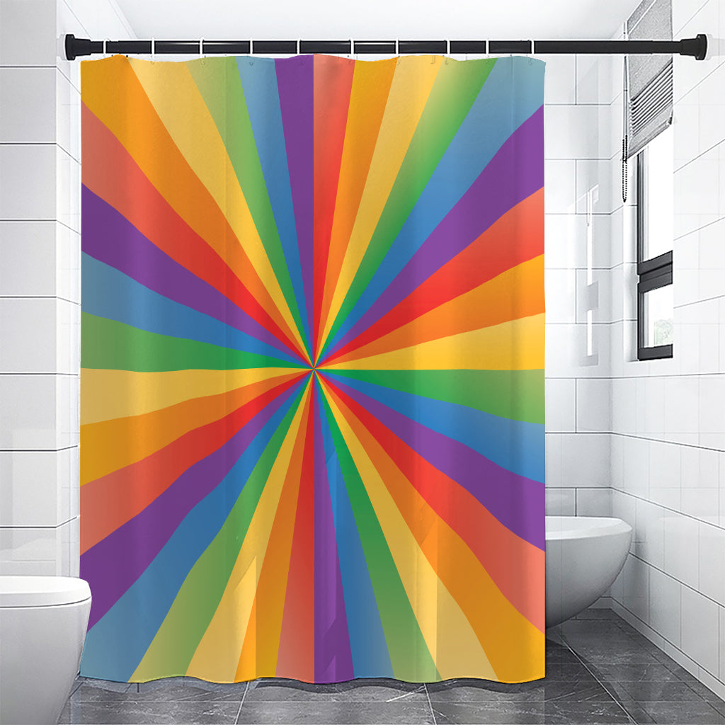 LGBT Pride Rainbow Rays Print Premium Shower Curtain