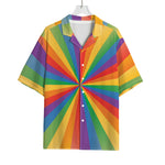 LGBT Pride Rainbow Rays Print Rayon Hawaiian Shirt