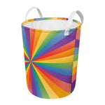 LGBT Pride Rainbow Rays Print Round Laundry Basket