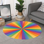 LGBT Pride Rainbow Rays Print Round Rug