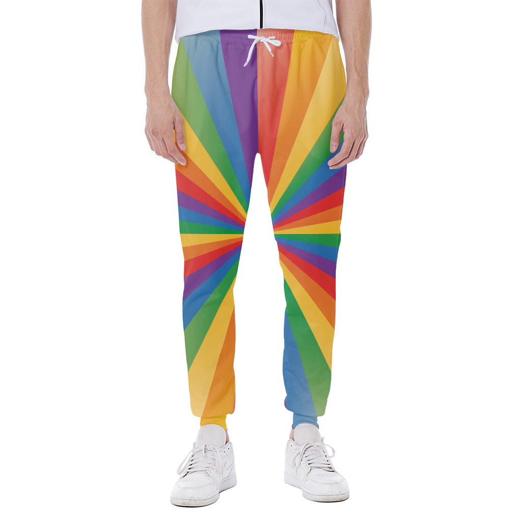 LGBT Pride Rainbow Rays Print Scuba Joggers