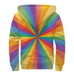 LGBT Pride Rainbow Rays Print Sherpa Lined Zip Up Hoodie