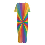 LGBT Pride Rainbow Rays Print Short Sleeve Long Nightdress