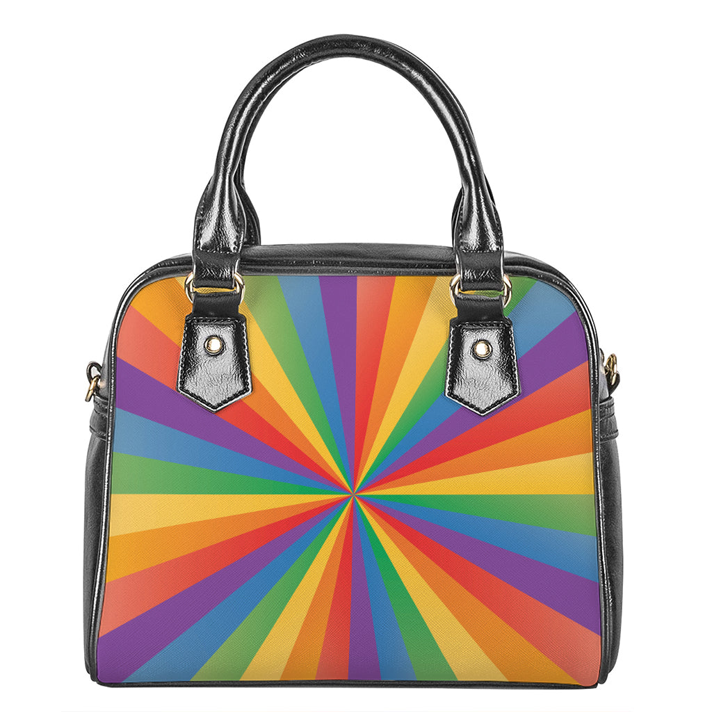 LGBT Pride Rainbow Rays Print Shoulder Handbag