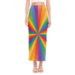 LGBT Pride Rainbow Rays Print Side Slit Maxi Skirt