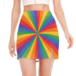LGBT Pride Rainbow Rays Print Side Slit Mini Skirt