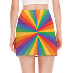 LGBT Pride Rainbow Rays Print Side Slit Mini Skirt