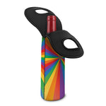 LGBT Pride Rainbow Rays Print Single Neoprene Wine Tote