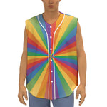 LGBT Pride Rainbow Rays Print Sleeveless Baseball Jersey